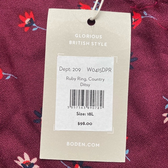 2/$50 bundle | NWT Boden Eliza Dress Ruby Ring Country Ditsy - Picture 3 of 3